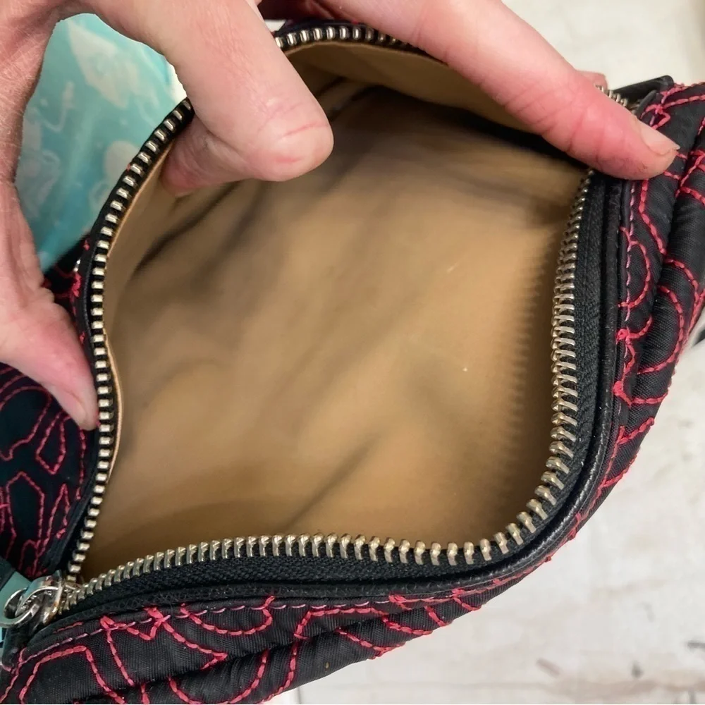Michael kors black and pink embroidered stitched Fanny pack